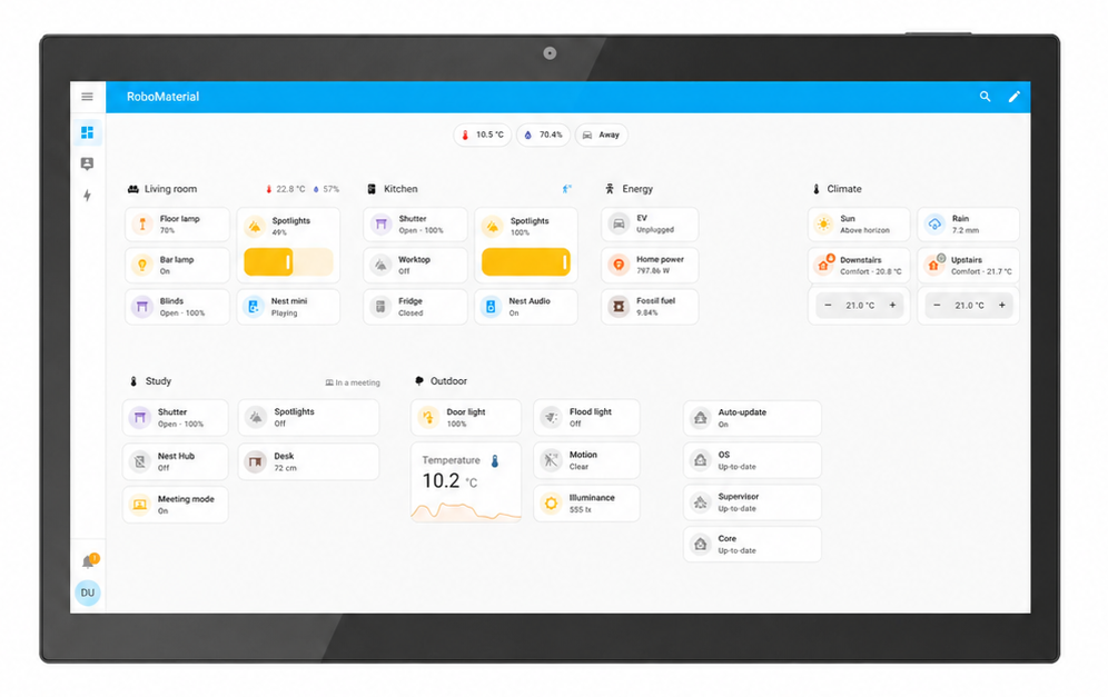HOMIQ Smart Home Panel 15.6 Pro con dashboard de Home Assistant